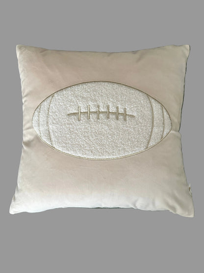 Cream Football Pillow | Neutral Football Home Decor | 18x18 Accent Pillow