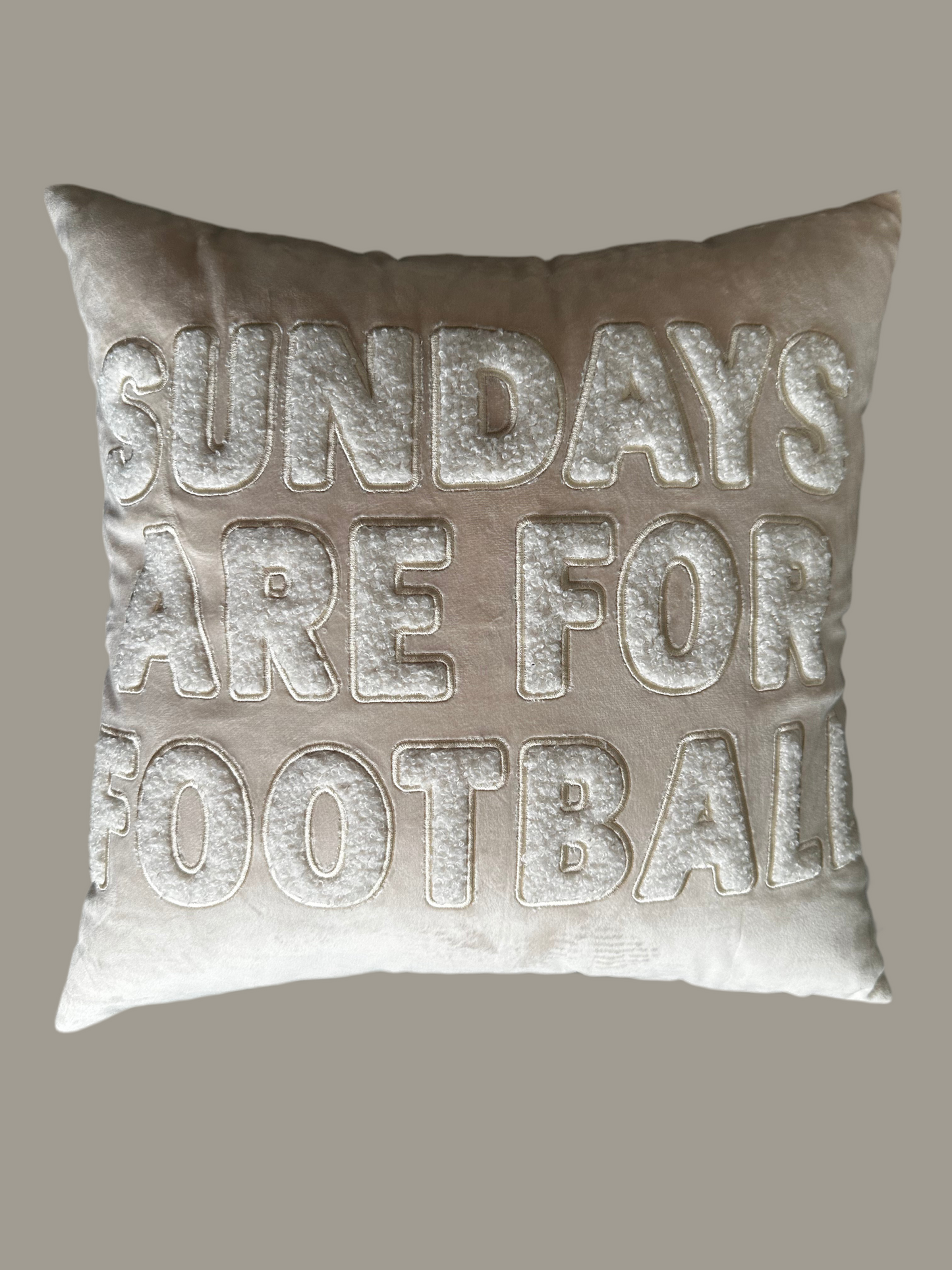Signature Cozy Game Day Pillow– Women’s Neutral Football Decor | Sundays Are For Football Pillow