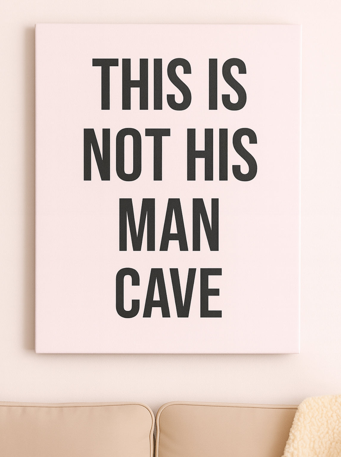 This Is Not His Man Cave Sign – Modern Neutral Football Decor for Women